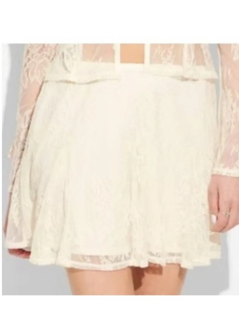 Wild Fable Cream White Lined Floral Lace Mini Skirt sz Medium M Punk Goth New - Picture 3 of 17